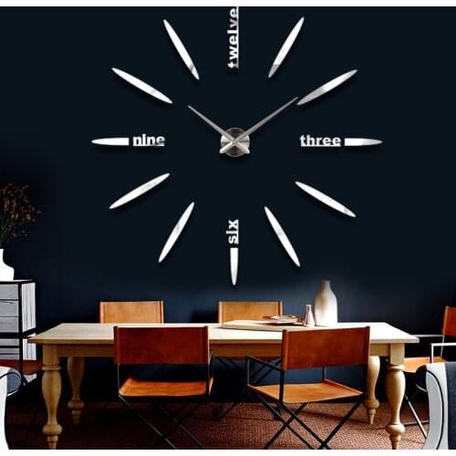 47inch Acrylic Mirror Effect Wall Clock Simple Design Wall Art Decorative Quartz Quiet Sweep Modern Big Clock Hands Wall Watch