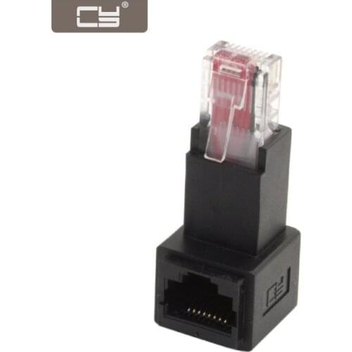 CY Down Angled 90 Degree 8P8C FTP STP UTP Cat 5e Male to Female Lan Ethernet Network Extension Adapter