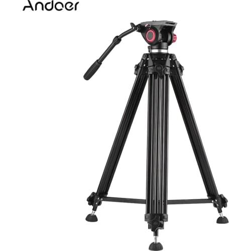 Andoer Professional Aluminum Alloy Video Tripod with Panorama Fluid Hydraulic Head for Canon Nikon Sony DSLR ILDC DV Camera