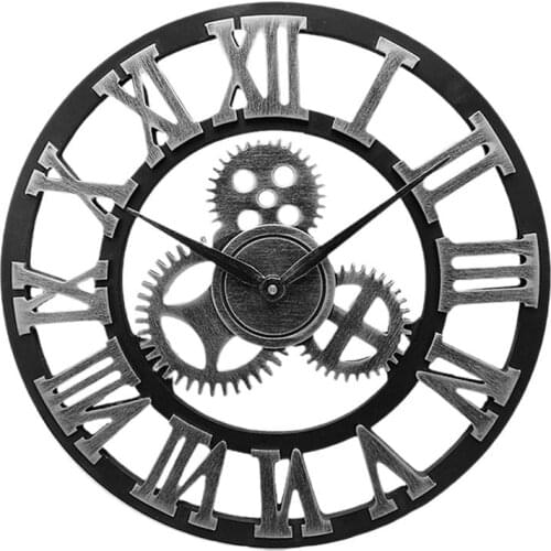 Industrial Gear Wall Clock Decorative Wall Clock Industrial Style Wall Clock (Silver Shipment without Battery)