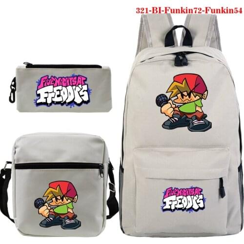 Friday Night Funkin Printing Backpack 3pcs Schoolbag for Girl Boys Pencil Case Laptop Travel Knapsack Women Shouler Bag Pen Case