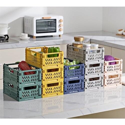 Folding Storage Baskets Kitchen Snack Box Crate Box Warehouse Baskets Desktop Cosmetic Sundries Fruit Toys Food Stocked Bin