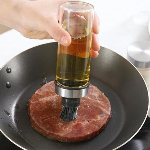 170/300ML Glass Oil Dispenser Bottle With Silicone Brush High Temperature Basting BBQ Cooking Baking Pancake Oil Brushes