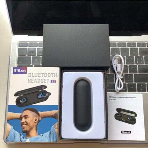 Q10 TWS Bluetooth headphone Wireless Earphone 5.0 Touch Control Waterproof Stereo sport Music Headset 350mAh Charging box