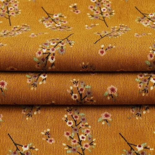 150x100cm Pastoral Small Flower Pattern Corduroy Fabric Soft Floral Printing Fabric For Diy Apparel Dress Shirt Sewing Material