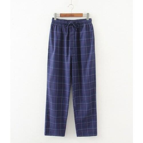 Spring Autumn Men High-end 100% cotton Pajama Pants Male nighty trousers Men Casual Plaid pantalon pijama Bottoms XXL 100KGS