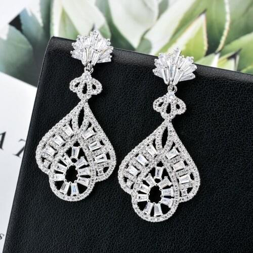 High-quality exaggerated long fringed zircon earrings, fashionable bridal jewelry gifts for women ER-315