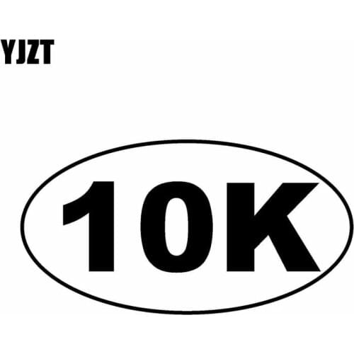 YJZT 14.7CM*7.8CM 10K Oval Vinyl Decals Car Sticker Marathon Runner Race Black/Silver C10-01699