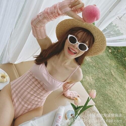 Swimsuit Woman One Piece Women Swimsuits New Wipes Bosom Female Long Sleeve Joint Spandex Solid Swimsuit Fused