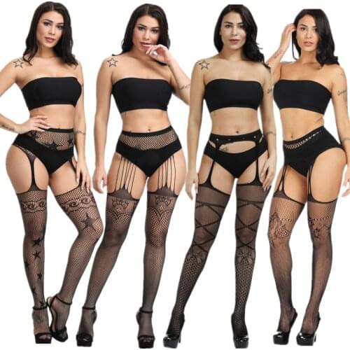 Women Sexy Lingerie Open Crotch Porn fishnet socks Lace Style Stay Up Stockings Plus sex Over The Knee Stockings Toy for women