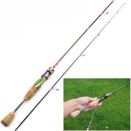1.68m Colorful Solid Tip Trout Lure Fishing Rod UL Power Ultralight 3-7g Carbon Spinning/Casting Rod Probale Fishing Pole