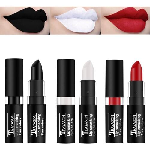 1Pcs Halloween Purple Black Lipstick Waterproof Velvet Matte Lips Long Lasting Pigment Nude Lipstick Luxury Halloween Party Lips