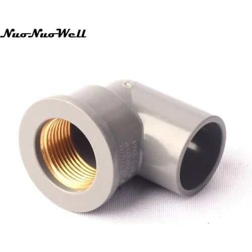 1pcs NuoNuoWell PVC 3/4"-25mm 90 Degre Pipe Brass Female Thread Connector Garden Hose Parts Irrigation Watering System Fittings