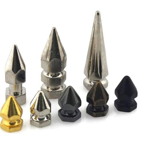 10pcs Solid Metal Screwback Cone Studs Bullet Spikes Punk Rivets for Leather Craft Bag Garmet Shoes Decor Pet Collar Anti-bite