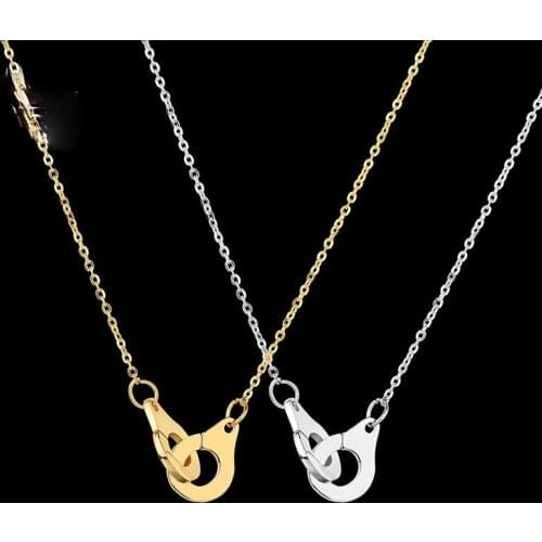 2021 Hot Sale Stainless Steel Gold Silver Plated Handcuff Pendants Fashion Men Simple Necklace Trend Men Hip Hop Party Jewelry