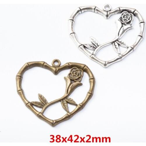 10pcs Vintage heart zinc alloy charms pendant for DIY Bracelet Necklace metal accessories jewelry findings 7932