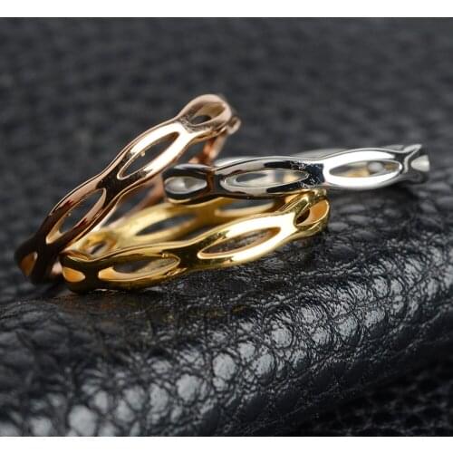 316L Titanium Steel Japan And Korea Women Gold Color Vintage Round Rings Jewelry wholesale Drop shipping