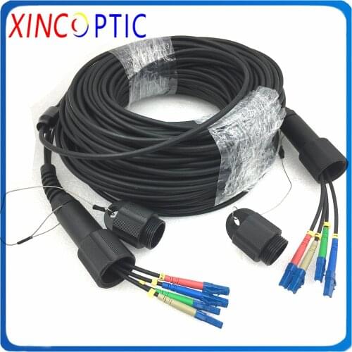 4Fiber 30/50/80/100M OS1 G657A,LSZH,PDLC(4Core) to 4Strands PDLC/SC/ST/FC/UPC Colorful Armored Fiber Patch Cord Jumper Cable