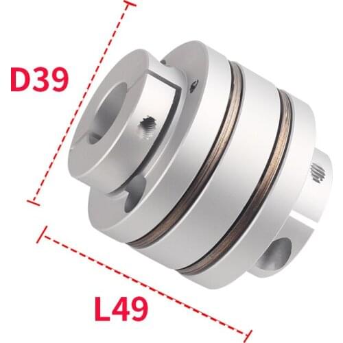 Double Shaft Aluminum Coupling Flange Diaphragm D39 L49 Flexible Coupler Joint Keyway High Rigidity Elastic