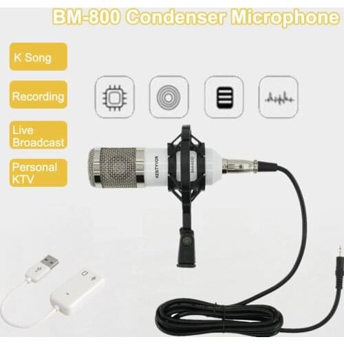 BM800 High Quality Professional Condenser Sound Recording mic bm 800 3.5 mm jack Microphone + Shock Mount for computer