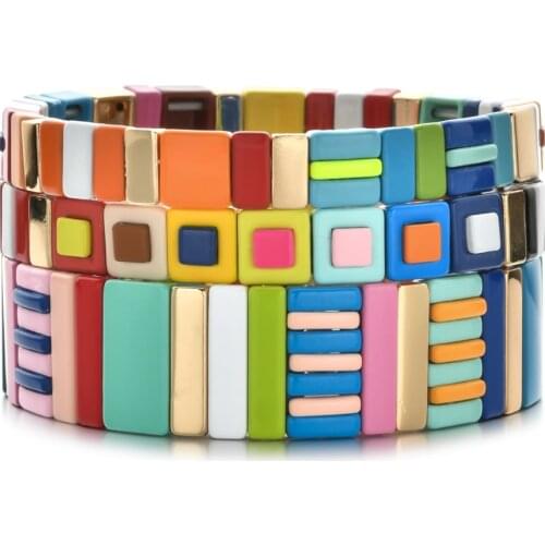 New Handmade Friends Boho Bracelet Femme Candy Beads Set Elastic Charm Bracelets For Women Jewelry Wristband pulseras mujer girl