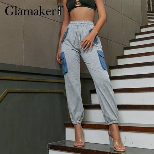 Glamaker Casual patchwork pockets sportwear pants Women autumn winter ladies harem pants fashion elgant trousers new 2021