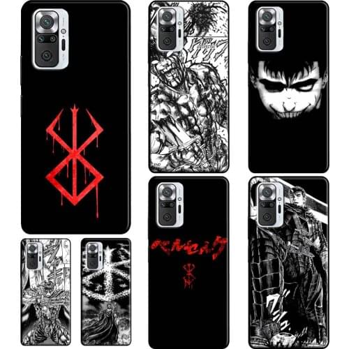 Berserk Guts Anime For Xiaomi Redmi Note 9 Pro 10 7 8 9S 8T Cover For Redmi K40 9 9C 9A 7A 8A 9T Phone Case