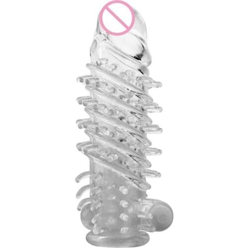 Man Nuo Sex Delay Spike Condoms for Penis Vibrator Ring Reusable Condoms Cock Extender Sleeve Adult Sex Toys meselo profilattici