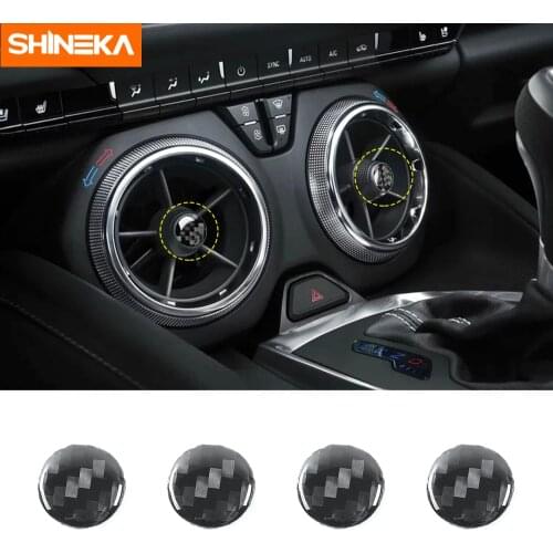SHINEKA Carbon Fiber Center Cconsole Air-conditioning Outlet Decoration Cover Stickers Accessories For Chevrolet Camaro 2016