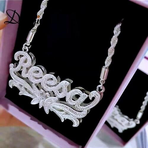 DUOYING New Custom Name Butterfly Nameplate Necklace Personalized Letter Pendant Gold Rope Chain Lace Necklace For Jewelry Gifts