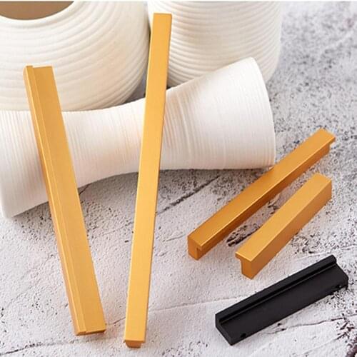 Cabinet door long handle modern minimalist cabinet wardrobe drawer handle American black handle long aluminum handle