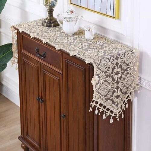 European Style Coffee Lace Embroiderey Table Runner Home Decorative Dining- Table/Nightstand/Tea table/Piano Dust-proof Cloth