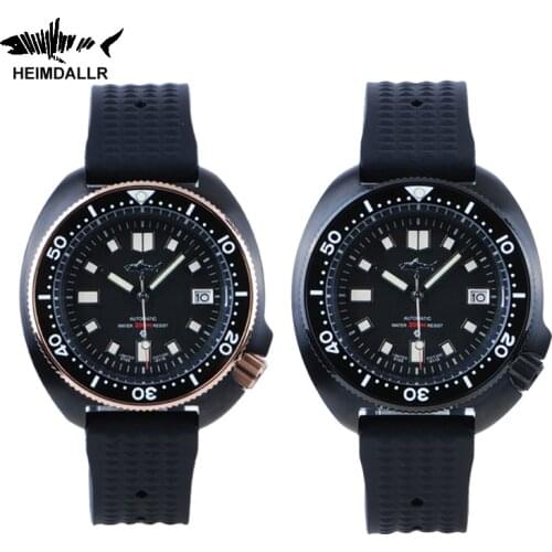 Heimdallr Automatic Mechanical Watch Men PVD Black Case Diver Watches 200m Japan NH35A Sapphire Crystal Mens Wristwatch 2020
