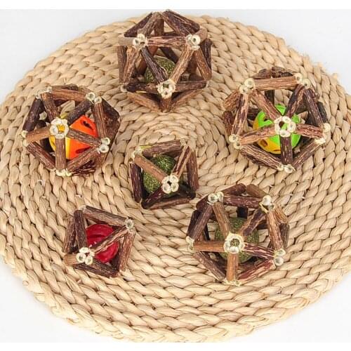 Interactive Catnip Ball cat toy Cleaning Cats Teeth Healthy Catnip Wooden Balls Vomiting hairball For gatos Bell Ball Size S M L