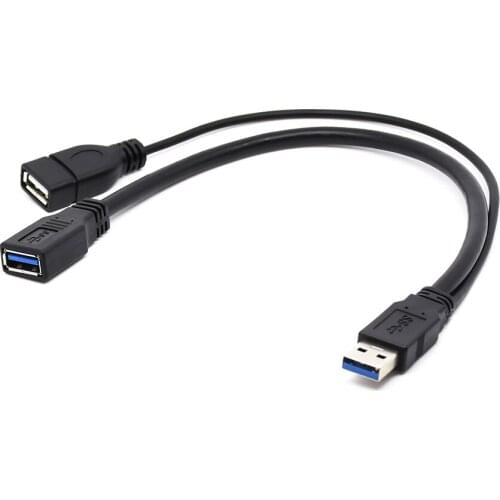 USB3.0 Male to female data cable with extra usb2.0 female power cable for hard disk