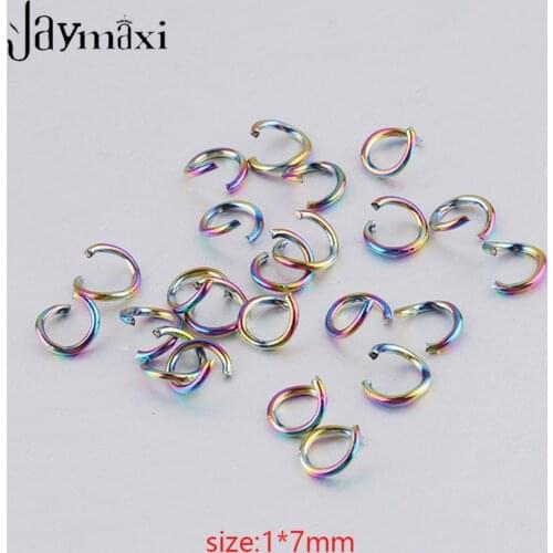 Jaymaxi 1*7mm Jump Ring Rainbow Color Stainless Steel Opening Ring DIY Jewelry Connector Ring Accessories 500Pieces/Lot