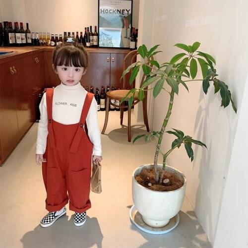 2021 Korea style girls boys overall autumn cotton fashion kids pants 1-7 years