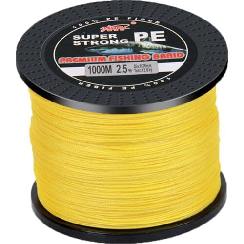 Strong Fishing Line 300m 500m 1000m Multifilament Braid Line 100% PE Braided Line 4 Strands Fishing Wire Yellow Peche