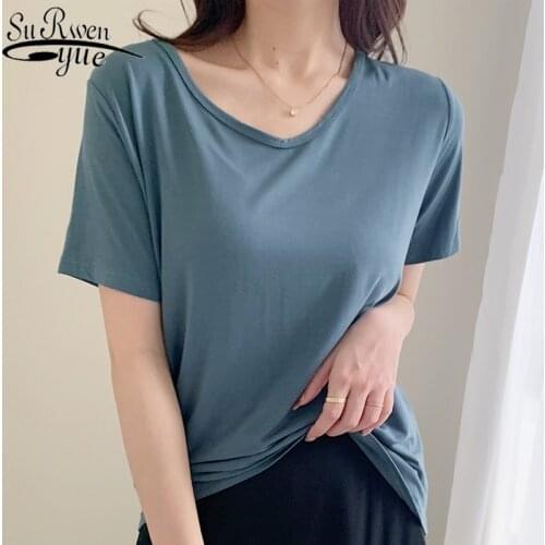 Summer Cotton Short Sleeve Womans Blouse Casual Solid V Neck Pullover Shirts Chemise Femme Plus Size Loose Ladies Tops 9262 50