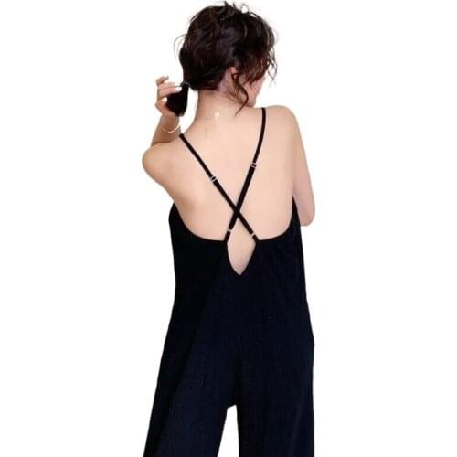 2711c-1Summer Pajamas Women Pure Cotton Sling pajamas Summer Cute One-piece Pajamas Can Wear Outside Cotton Home Clothes