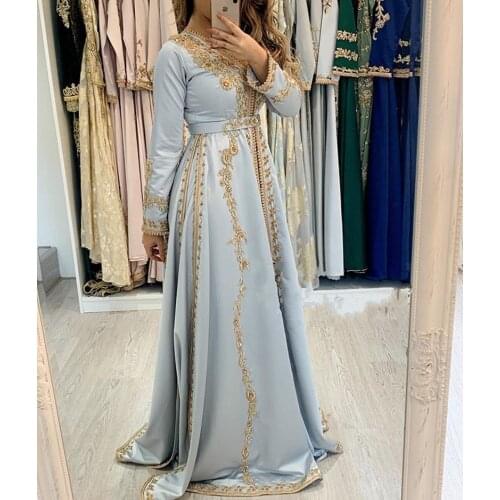 Moroccan Caftan Evening Dresses Beads Hand Work Muslim Evening Dress Arabic Abaya Formal Dress robe de soiree платье