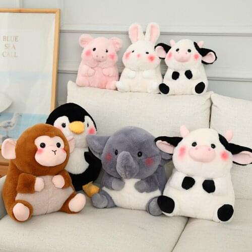 Lovely Plush Stuffed Animal Elephant Pig Cow Monkey Rabbit Bunny Penguin Pig Toys Kids Doll for Children Baby Playmate Plush Toy