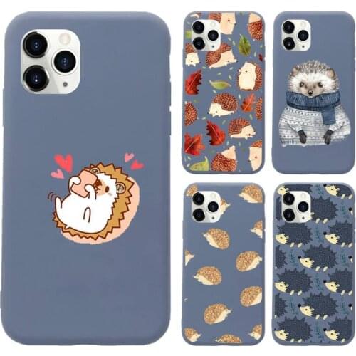 Kawaii Hedgehog Heart Cute Phone Case Blue Candy Color for iPhone 11 12 mini pro XS MAX 8 7 6 6S Plus X SE 2020 XR