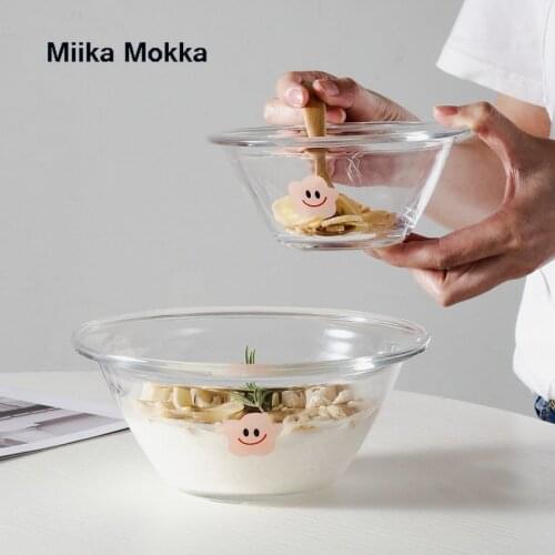 Cartoon Clear Glass Bowl Multifunctional Salad Bowl Fruit Bowl Food Container Microwave Household Kitchen Tableware