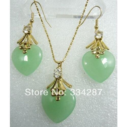 Beautiful gold plate stone pendant necklace earrings set