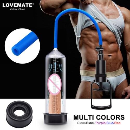Penis Pump Vacuum Dildo Enlargement Pumps Penis Extender Man Erection Enlarger Delay Ejaculation Trainer Sex Toys Manual Sucker