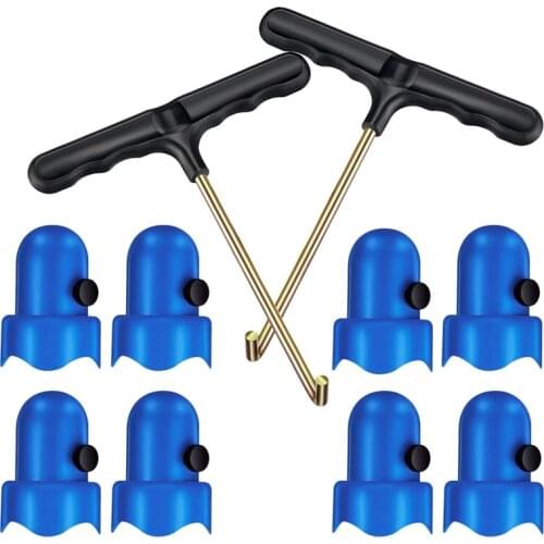 NEW-8Pcs 1.5Inch Diameter Trampoline Enclosure Pole Caps ,2Pcs Trampoline Spring Pull Tool T-Hook Adjustment Spring Pull Kit
