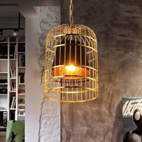 New Chinese Birdcage Restaurant Chandelier Personalized Cafe Bar Bar Bar Iron Lantern Chandelier Creative Led Lighting