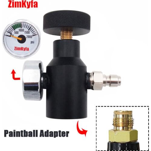 New Paintball CO2 HPA Adapter Compress Air Regulator Fill Station Remote On/Off ASA adapter with 2000PSI Gauge