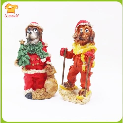 New CHRISTMAS ANIMALS DOG SILICONE MOULD FOR CAKE , CHOCOLATE, CLAY ，Soap ，Candle ， Resin